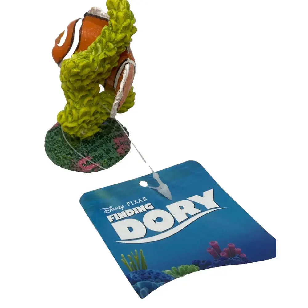 PENN PLAX Disney Pixar Finding Dory NEMO w/GREEN CORAL RESIN Aquarium Ornament